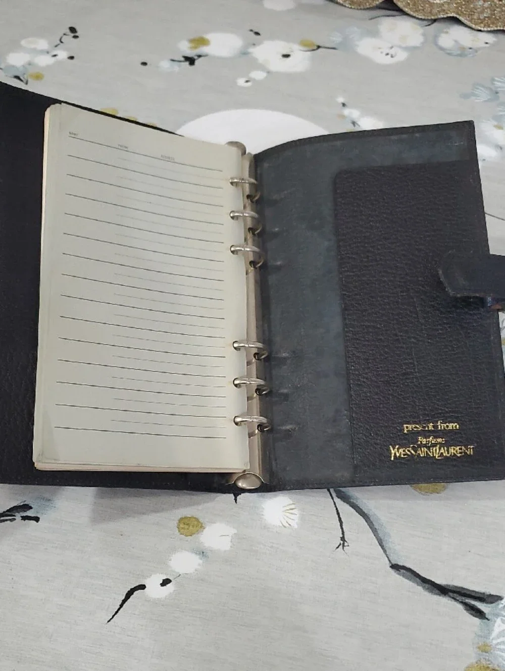 VINTAGE Black textured Leather Yves Saint Laurent Agenda and Keu Holder Bundle